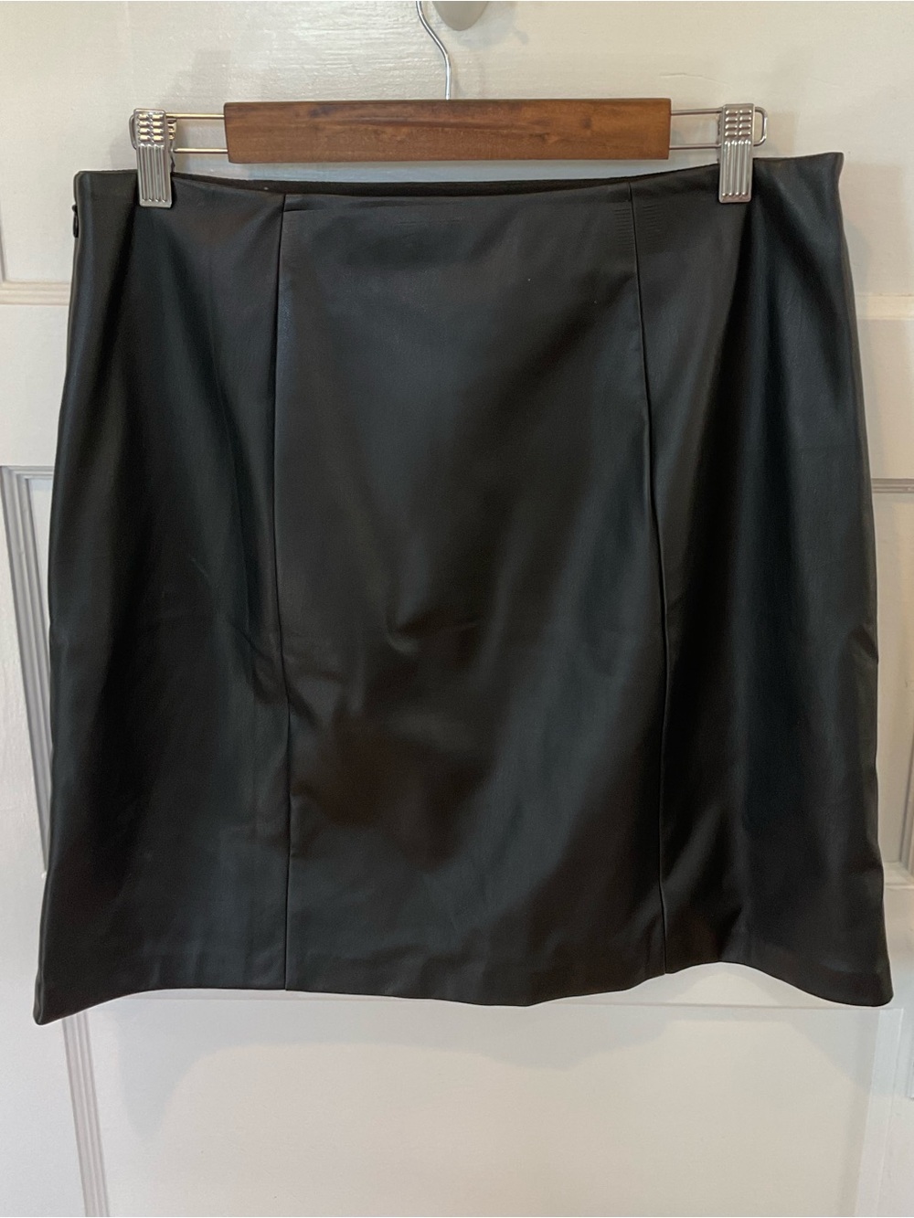 LOFT Black Faux Leather Mini Skirt